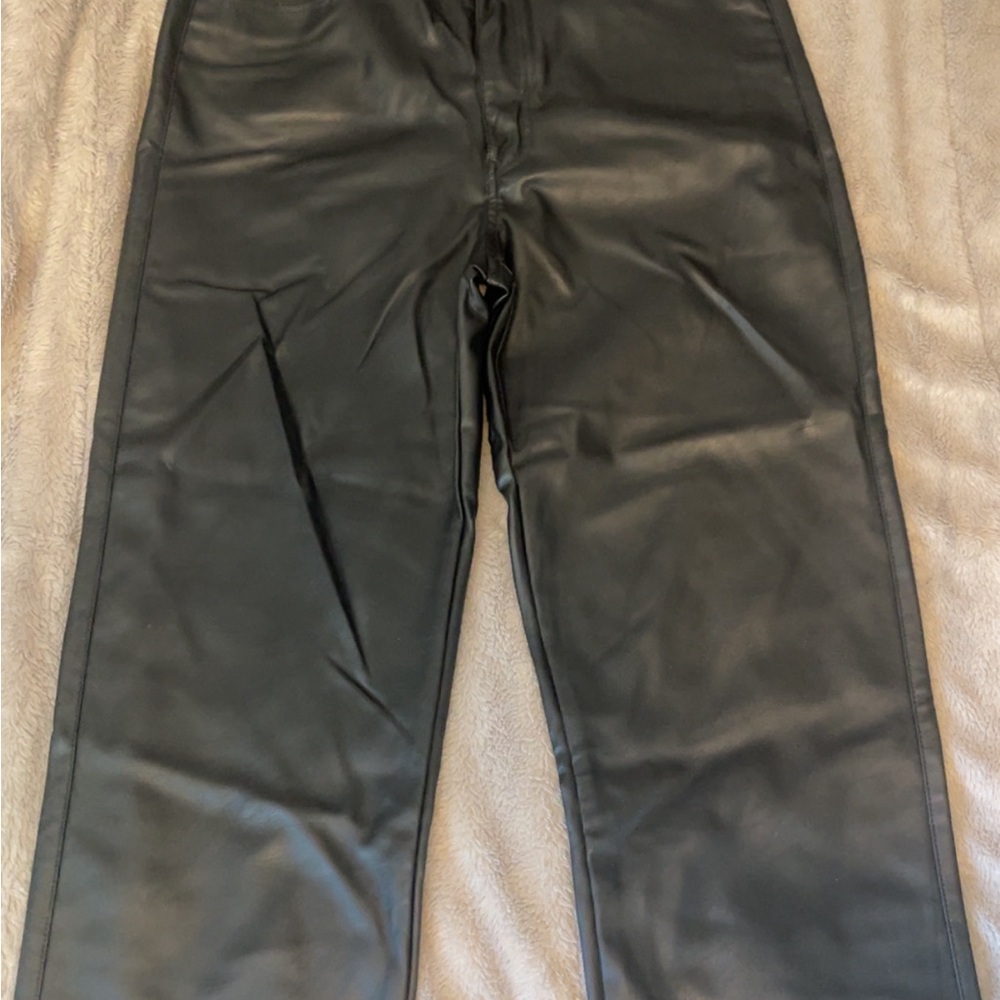 H&M Black Faux Leather Trousers